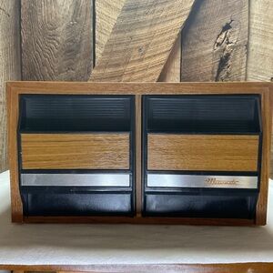 1980's  cassette tape holder Faux Wooden 2 Drawer Storage Case Holds 46